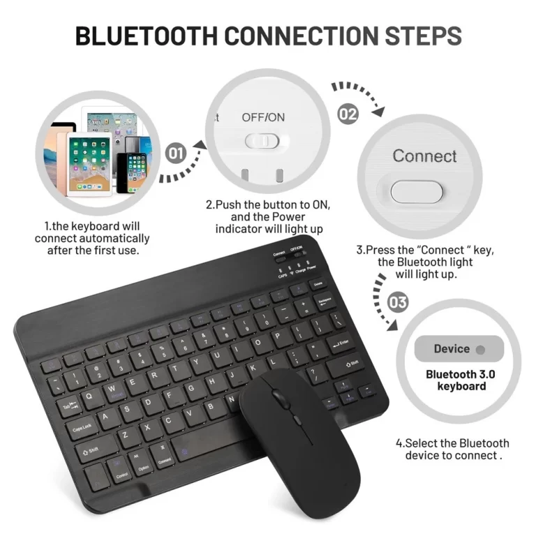 10-Inch Bluetooth Keyboard with Battery-Powered Mouse