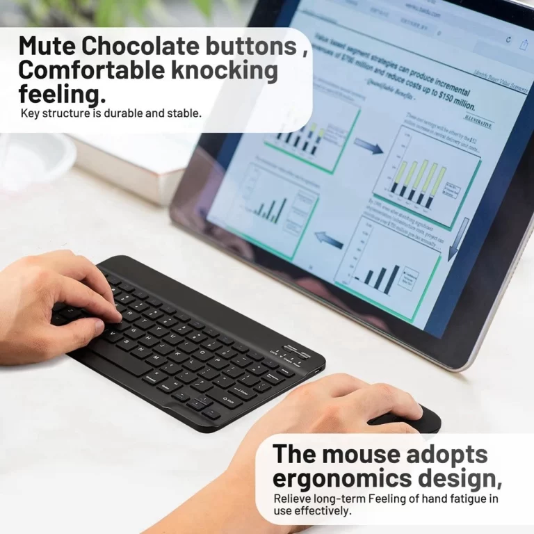 10-Inch Bluetooth Keyboard with Battery-Powered Mouse