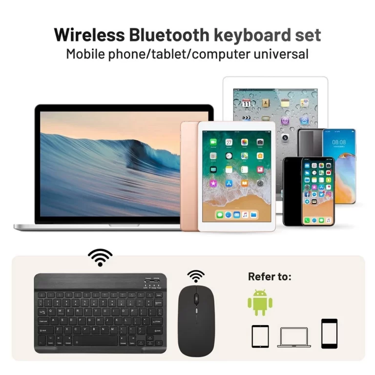 10-Inch Bluetooth Keyboard with Battery-Powered Mouse