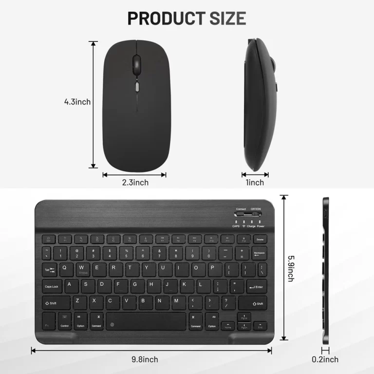 10-Inch Bluetooth Keyboard with Battery-Powered Mouse