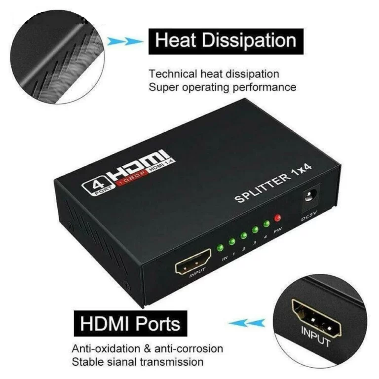 HDMI Splitter 4 Ports Hub