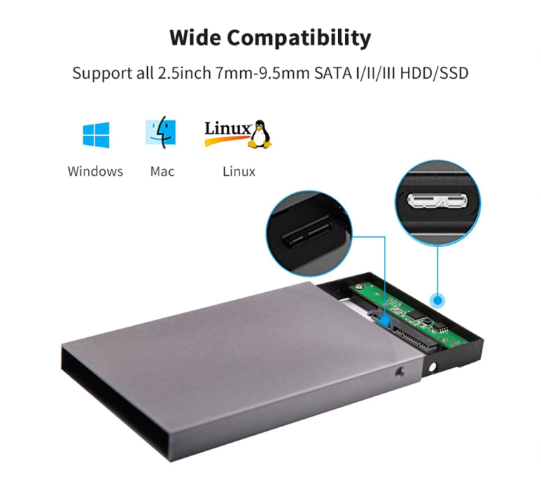 SSK 2.5 inch USB 3.2 to SATA HDD/SSD Enclosure –HE-V600