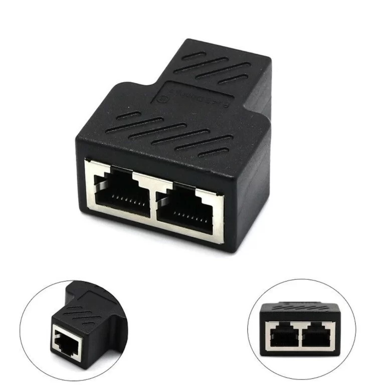 RJ45 Splitter Adapter 1 To 2 Ways Dual Female Port CAT5/6 LAN Ethernet Cable B
