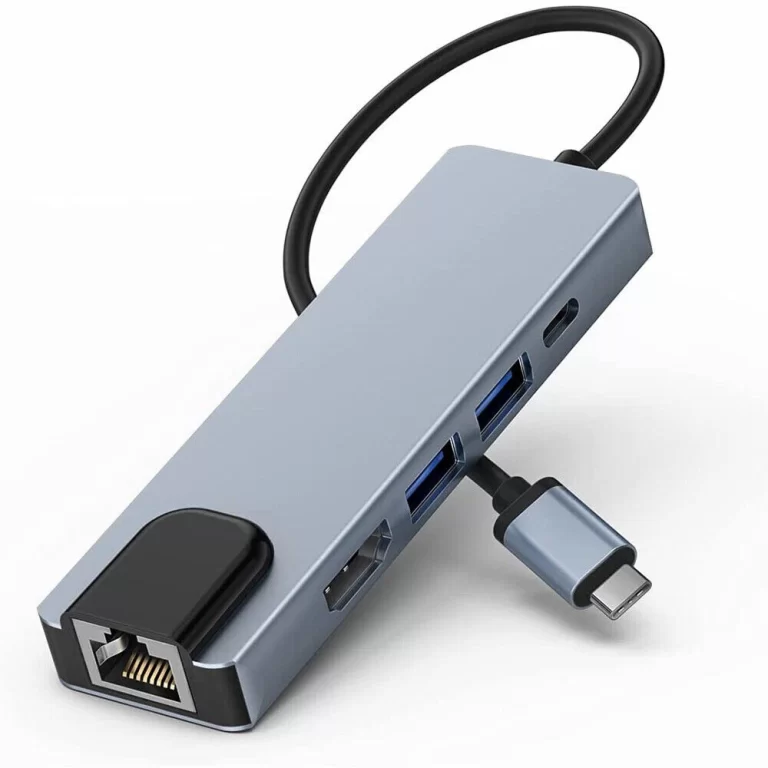 5 IN 1 Type-C to USB 3.0 Hub 4K HDMI RJ45 Ethernet Adapter for Macbook Keyboard